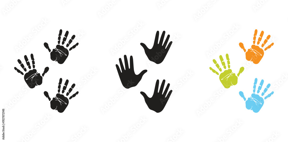 Fototapeta premium Human Print of a hand vector silhouette Raised Hand Icon Vector Stop Gesture Palm Silhouette Symbol