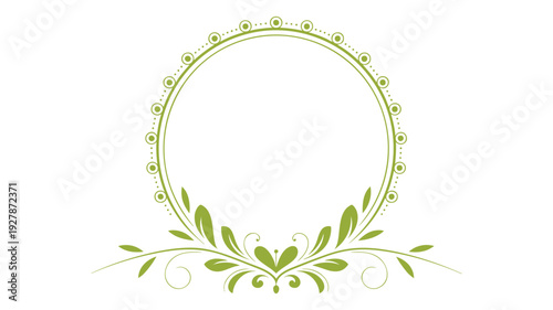 Elegant green floral wreath design with delicate botanical embellishments