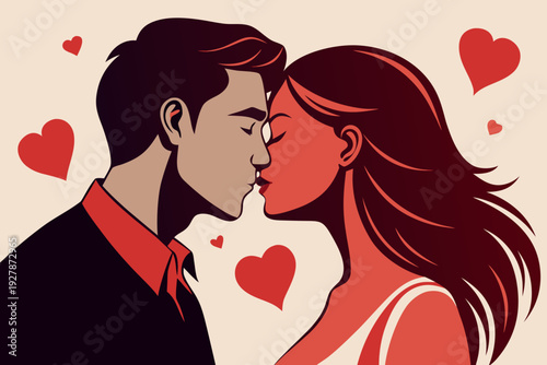 young couple kissing