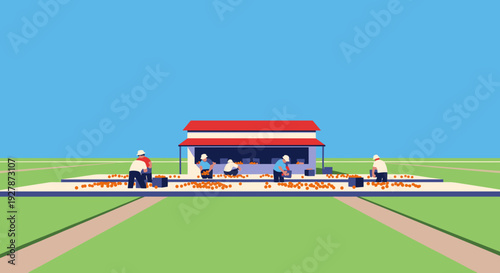 Baseball Stadium with Red Roof Dugout.