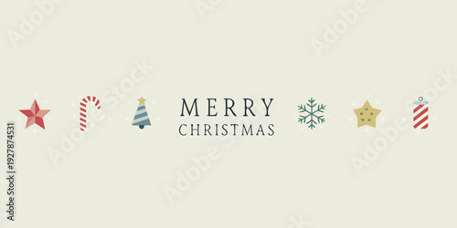 Festive christmas illustrations and text on a light beige background