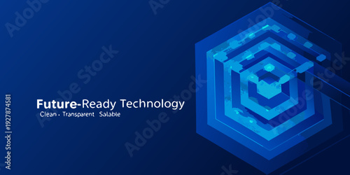 Abstract hexagonal pattern with text promoting future ready technology