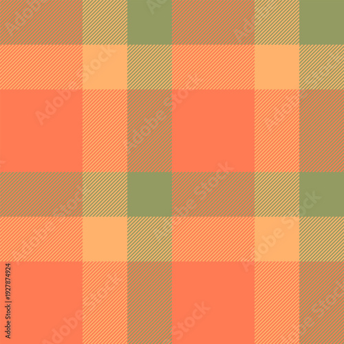 Gingham fabric plaid textile, clan texture check vector. Merry christmas tartan seamless background pattern in coral and lime colors.