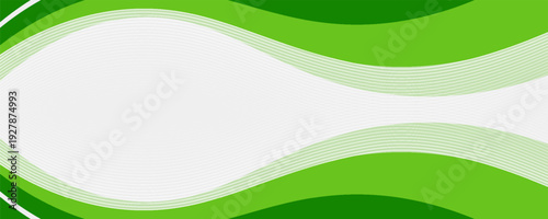 Abstract White and Green wave wide background banner