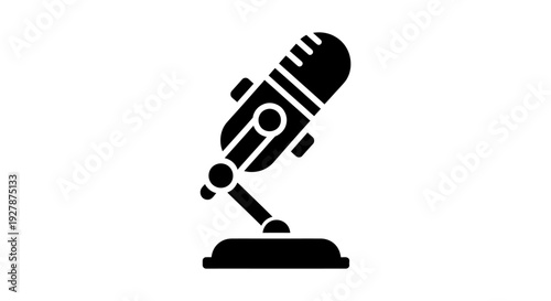 Simple black microphone icon on a stand.