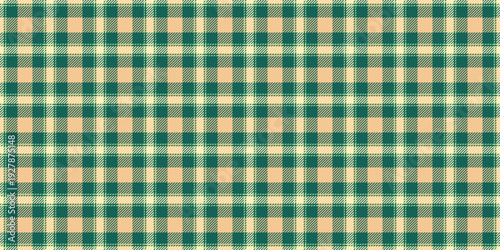Majestic plaid background textile, postcard pattern fabric tartan. Amazing seamless check vector texture in teal and orange colors.