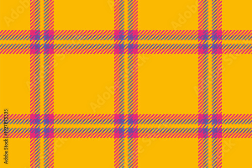 Pink seamless tartan fabric, give texture background textile. Bandanna pattern vector plaid check in bright and pink colors.