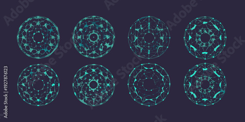 Abstract geometric shapes resembling eggs formed by interconnected lines