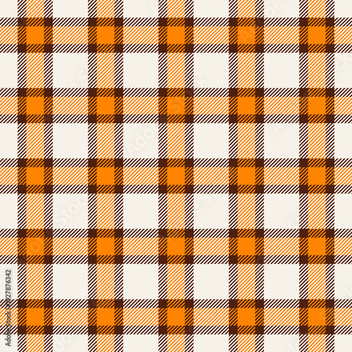 Fashion pattern check tartan, hunter fabric seamless textile. School plaid texture background vector in linen and orange colors.