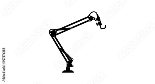 Adjustable black desk lamp with flexible arm on white background.