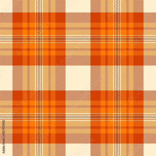 Podium vector textile plaid, bedding background fabric seamless. Exotic pattern texture tartan check in orange and blanched almond colors.