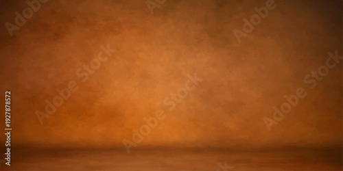 A dark brown aged parchment texture with a worn grunge pattern on an ancient paper surface creates a vintage antique wall backdrop for a blank retro design