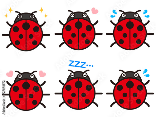 可愛いてんとう虫のイラスト素材セット4