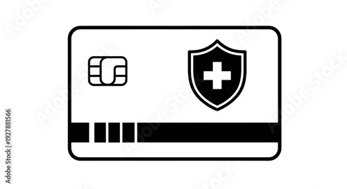 Health Insurance Card Icon with Shield and Cross Symbol