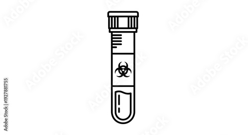 Medical test tube with biohazard symbol, laboratory sample container icon