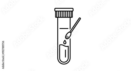 Medical Test Tube with Swab Icon: Diagnostic Sample Collection for Healthcare