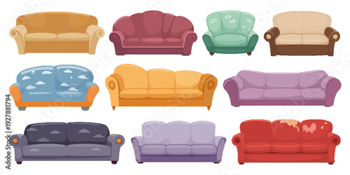 Assortment of Sofas: A curated collection of diverse sofas, showcasing an array of styles and designs, perfect for furnishing a modern living space. 