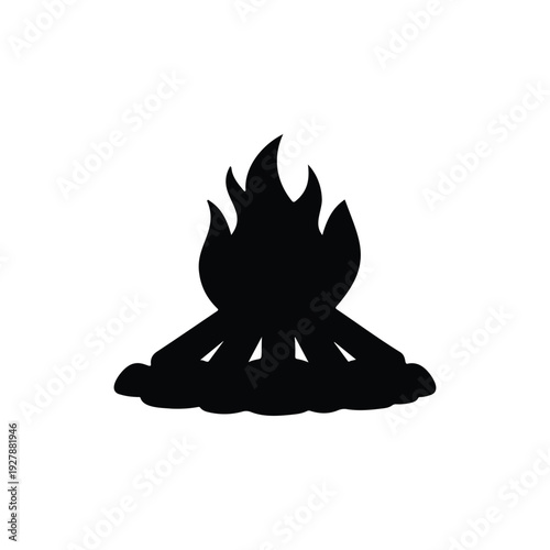Campfire silhouette icon vector flat design.