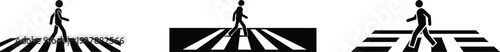 Pedestrian crossing icon silhouette on white background