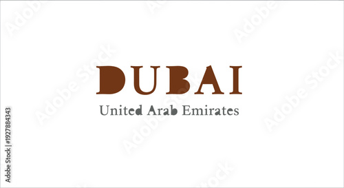 Dubai United Arab Emirates simple brown typography text on white background