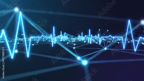 Network heartbeat signals glowing in digital space