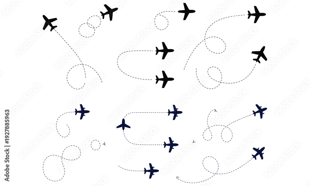 Obraz premium Airplane route circular pattern vector illustration isolated on white 