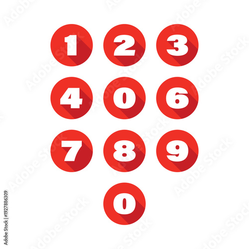 Set of 0-9 numbers. Number icon set. Vector illustration