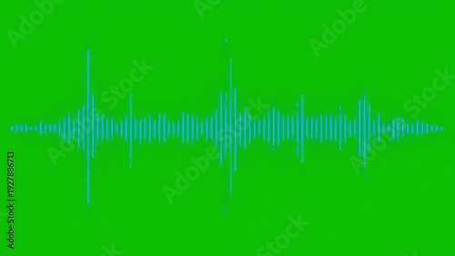 Vibrant green background with blue sound wave graphic