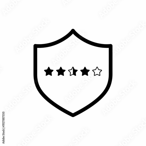 Shield with a rating of four out of five stars, symbolizing quality, security, and excellence