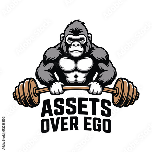 Muscular Gorilla Lifting Heavy Dumbbell Fitness Motivation Graphic Design