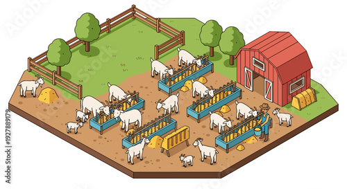 Farm Scene with Cows and Barn.