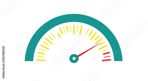 Simple vector graphic illustration of a performance gauge indicating high speed or activity level