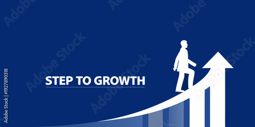 A person climbing an arrow symbolizing growth and progress forward