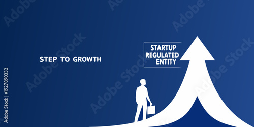 A person climbing an arrow representing startup growth and regulated entity