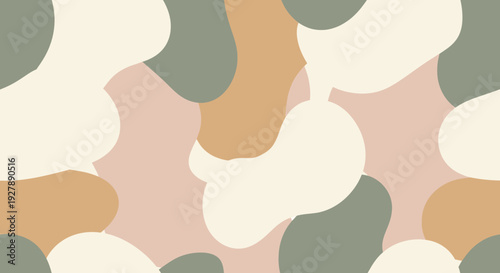 Abstract organic pattern with irregular blob shapes in muted earthy tones, creating a modern and fluid design.
