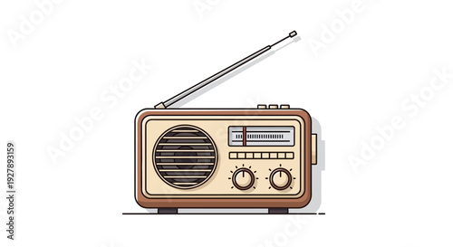 Vintage Retro Style Transistor Radio Illustration.