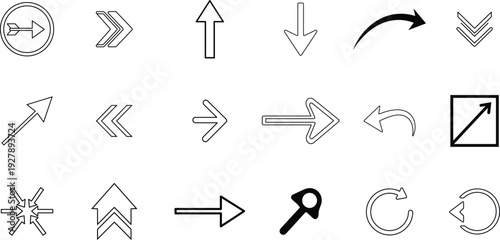 Collection of various arrows and directional symbols