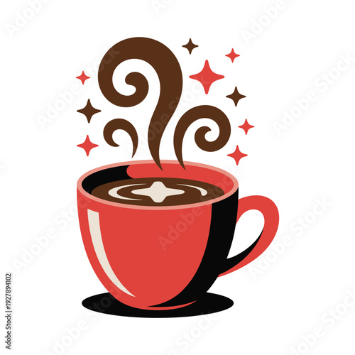 Steaming hot chocolate beverage in a bright red mug radiates warmth.