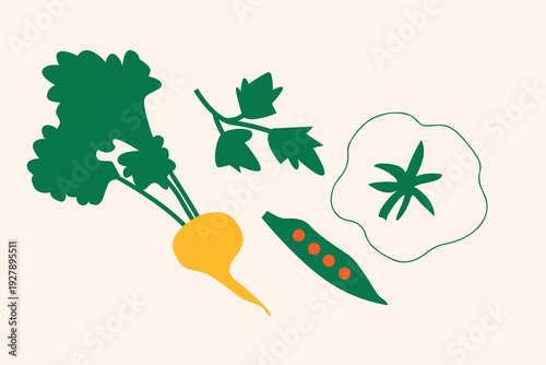 Art & Illustration Vegetable Mix Vector Illustration for Healthy Food Banner and Stickers