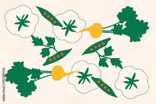 Art & Illustration Vegetable Mix Vector Illustration for Healthy Food Banner and Stickers