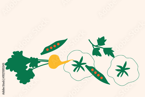 Art & Illustration Vegetable Mix Vector Illustration for Healthy Food Banner and Stickers