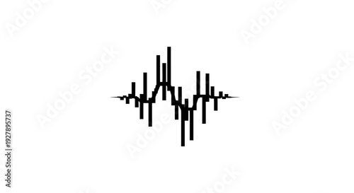 Abstract Black Sound Waveform on White Background - Digital Audio Signal Visualization