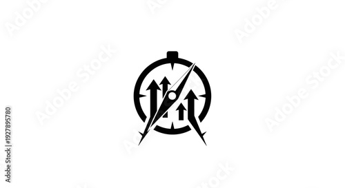 Abstract Compass and Upward Arrows Logo Symbolizing Business Growth and Direction