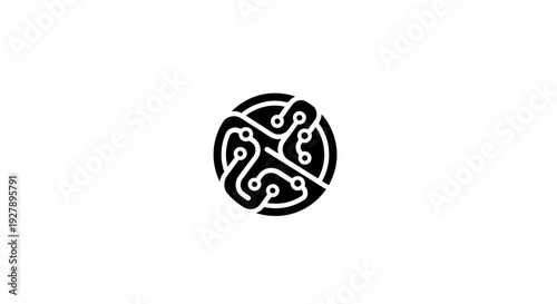 Abstract black circuit board network logo, digital technology connection symbol