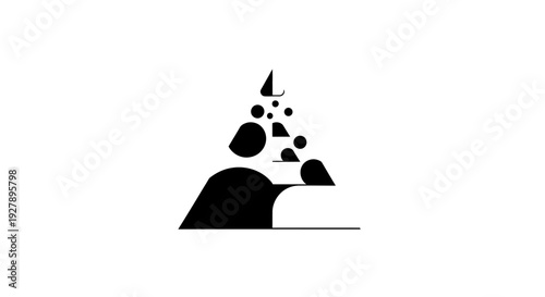 Abstract Black and White Minimalist Mountain Peak Graphic