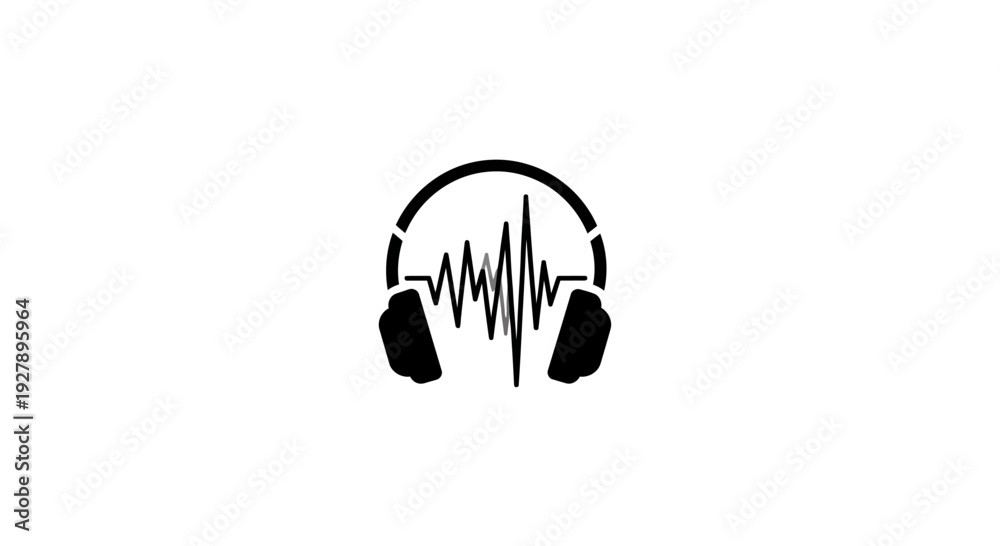 Obraz premium Audio Headphones with Sound Wave Icon