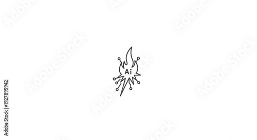 AI Innovation Flame Icon with Circuit Sparks