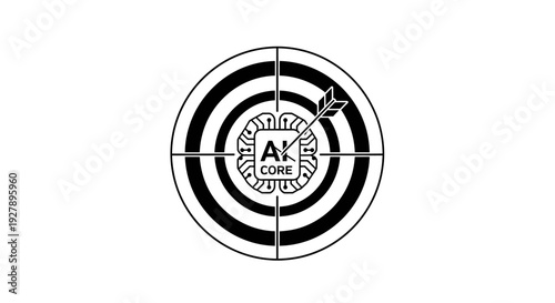 AI Core Chip Target Hit by Arrow - Precision in Artificial Intelligence Development