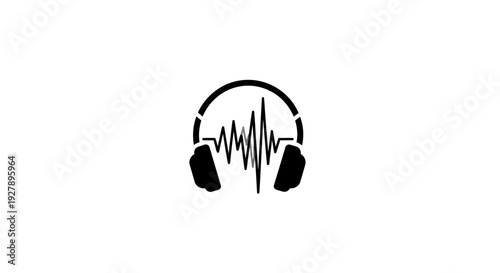 Audio Headphones with Sound Wave Icon