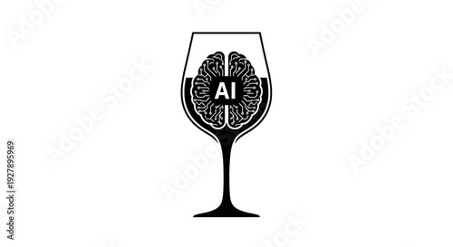 Artificial Intelligence Brain in Wine Glass Concept